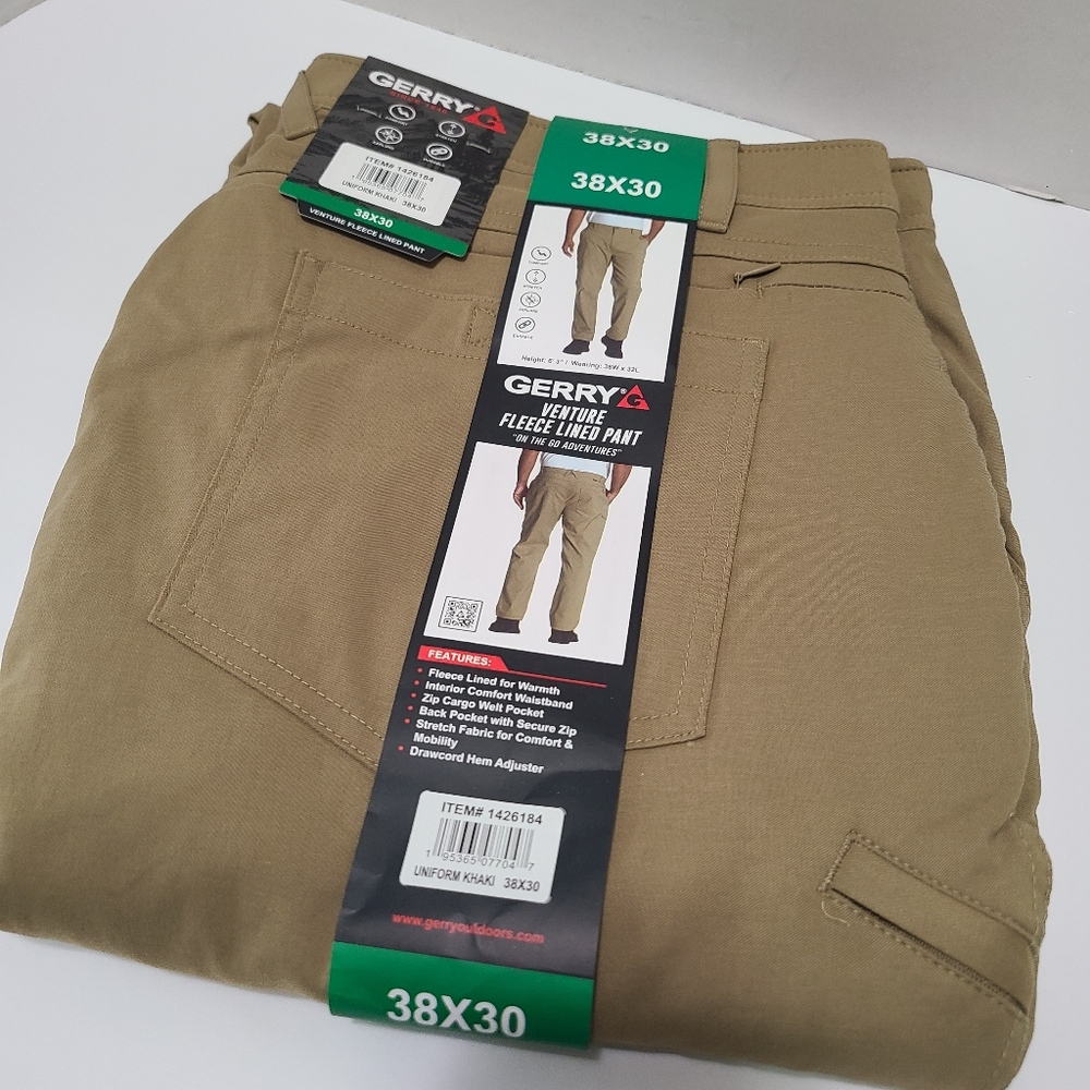 Gerry Venture Fleece Lined Pant Uniform Khaki 38x30